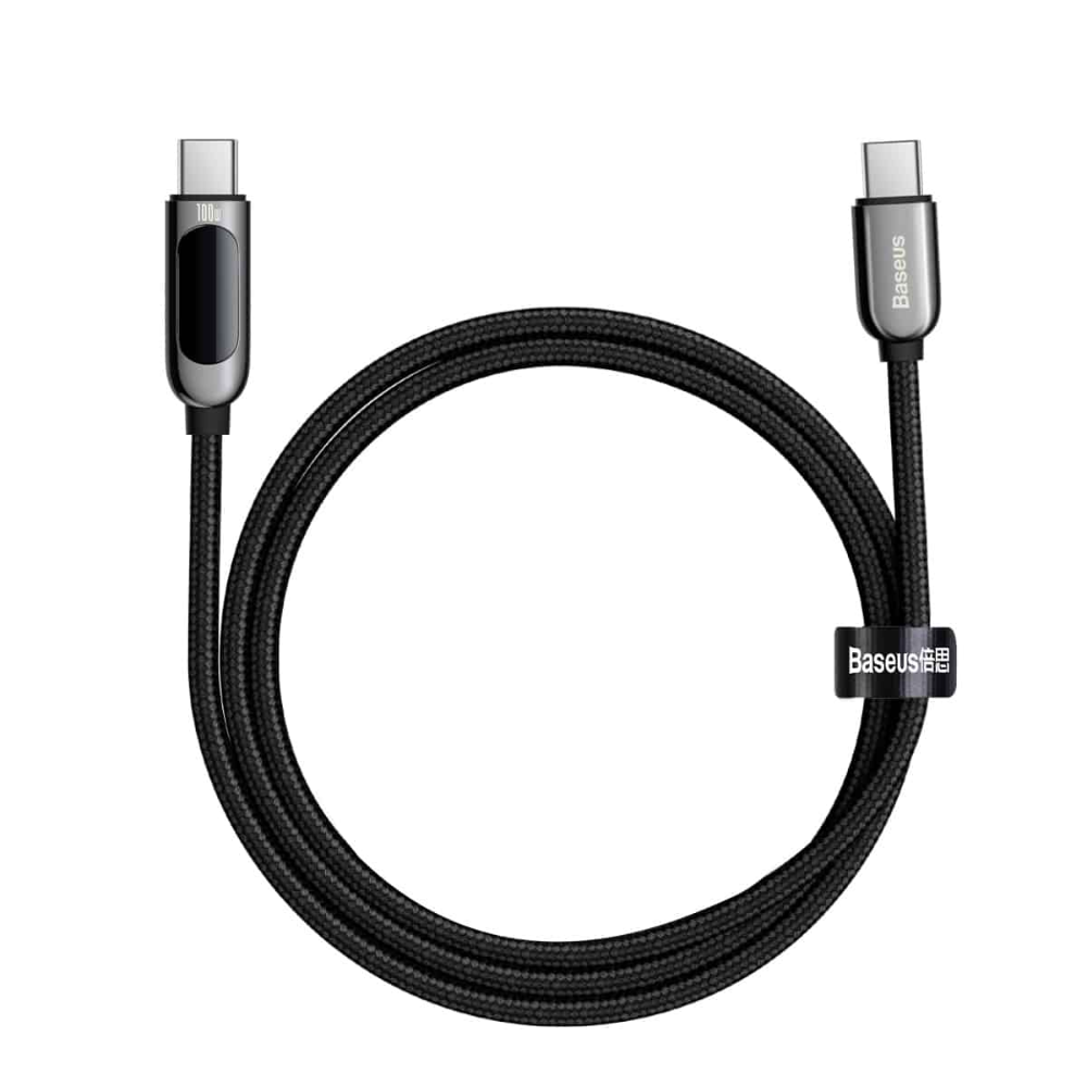 (Buy 1 Get 1) Baseus Display Fast Charging Data Cable Type-C to Type-C 100W (1M) - Black
