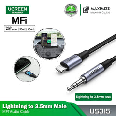 UGREEN - US315 Lightning to 3.5mm AUX MFI Cable (1M)