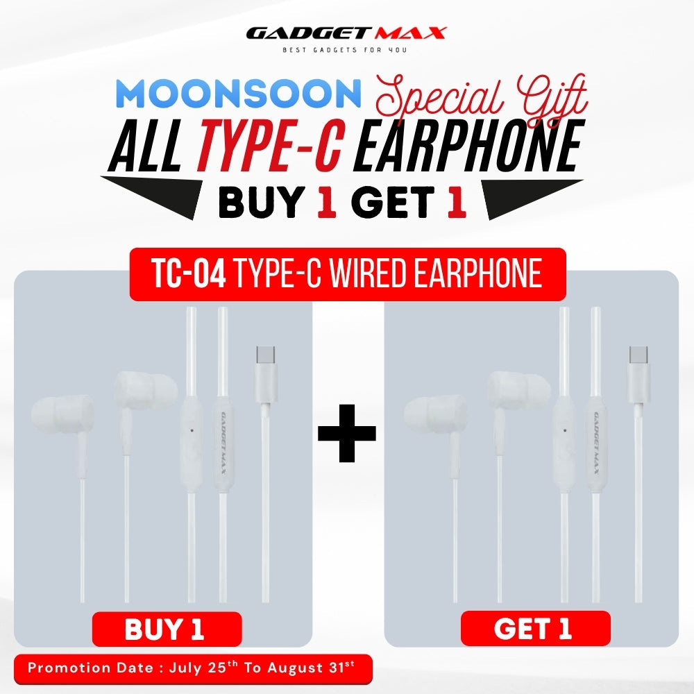 GADGET MAX - TC04 Type-C Wired Earphone - White