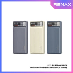 REMAX - RPP-616 Resion Series 10000mAh PD+QC Fast Charging Power Bank(PD 20W+QC 22.5W) - Blue