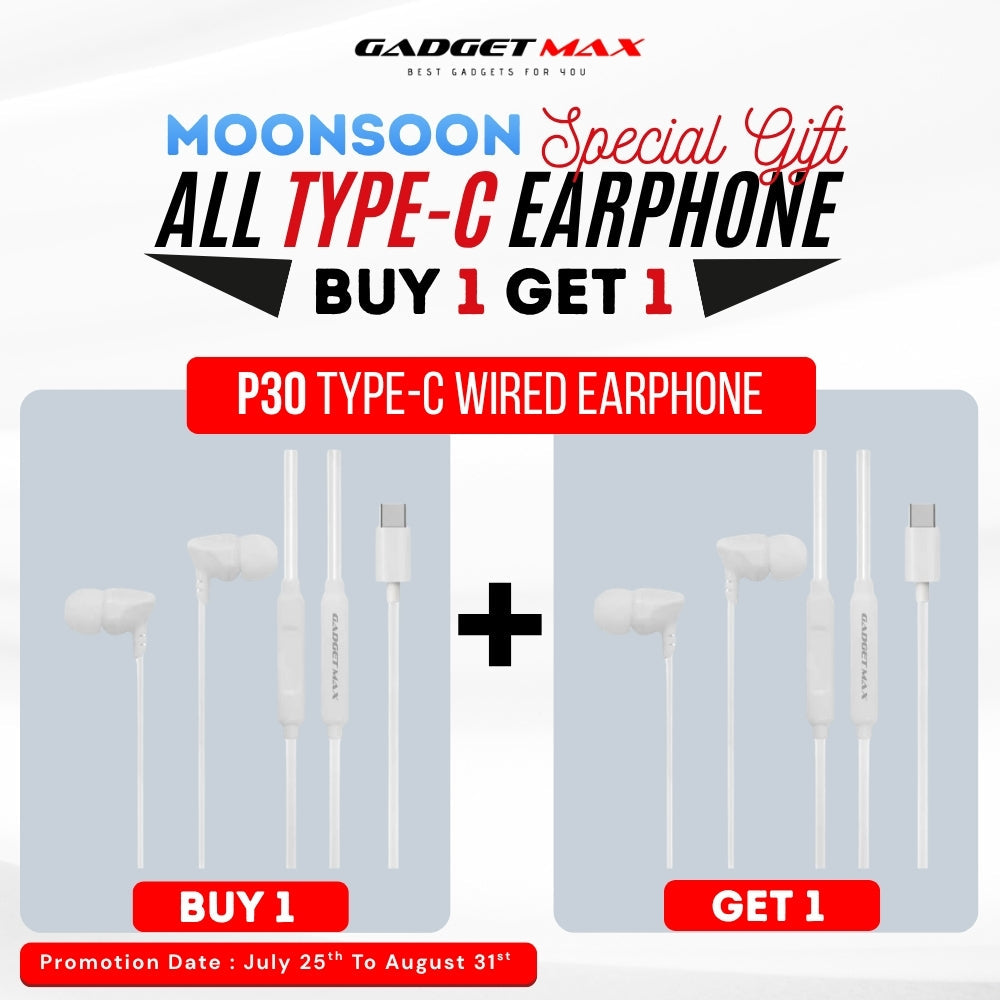 GADGET MAX - P30 Type-C Wired Earphone - White