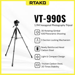 RTAKO - VT-990S Photography Tripod