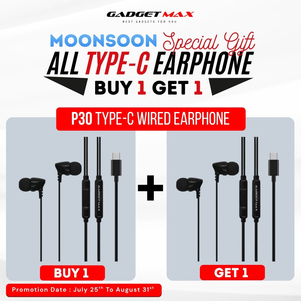 GADGET MAX - P30 Type-C Wired Earphone - Black