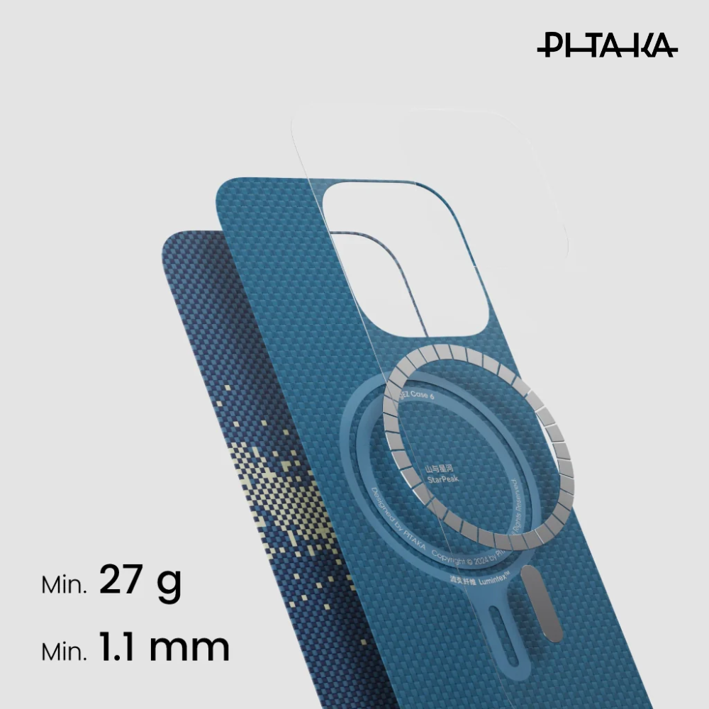PITAKA - iPhone 16 Pro Case ( StarPeak Luminous ) - Milky Way Galaxy