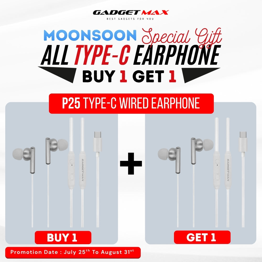GADGET MAX - P25 Type-C Wired Earphone - White