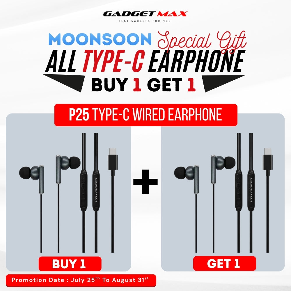 GADGET MAX - P25 Type-C Wired Earphone - Black