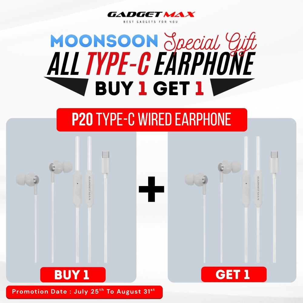 GADGET MAX - P20 Type-C Wired Earphone - White