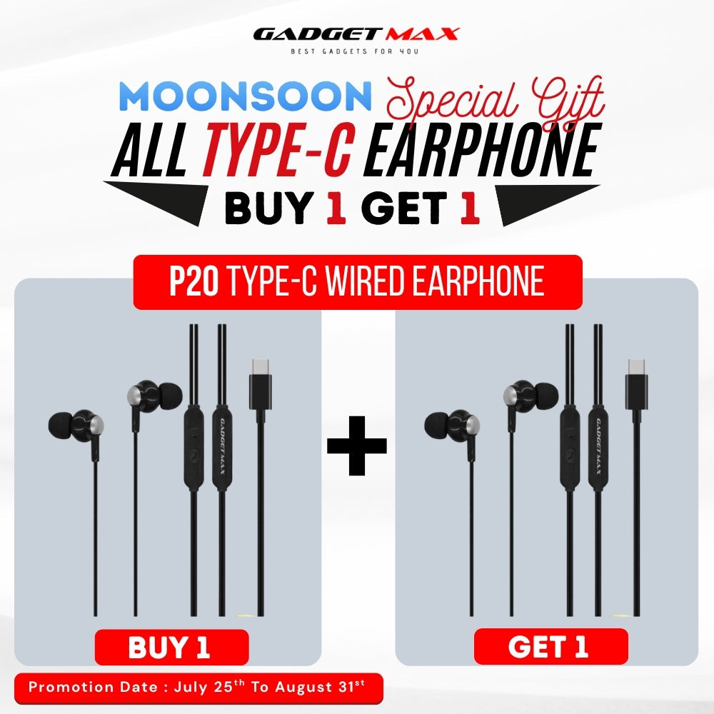 GADGET MAX - P20 Type-C Wired Earphone - Black