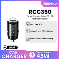 REMAX - RCC350 Tanya Pro Max Series 45W PD+QC Car Charger - Black