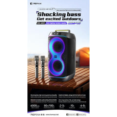 REMAX - RB-MB11 Lighting Party Bluetooth Wireless Speaker ( 80W ) - Black
