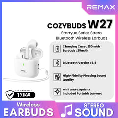 REMAX - Cozybuds W27 Starryue Series Bluetooth Wireless Earbuds - White