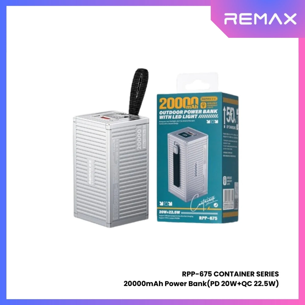 REMAX RPP-675 Container Series 20000mAh PD+QC Fast Charging Power Bank(PD 20W+QC 22.5W) - Silver