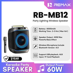 REMAX - RB-MB12 Lighting Party Bluetooth Wireless Speaker ( 60W ) - Black