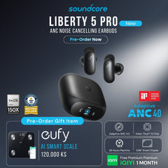 SOUNDCORE - Liberty 5 Pro ANC Noise Cancelling Earbuds - Black
