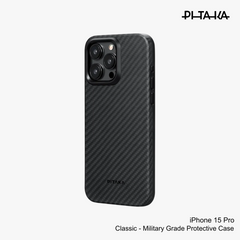 PITAKA iPhone 15 Pro MagEZ Case 4(Black/Grey Twill)1500D