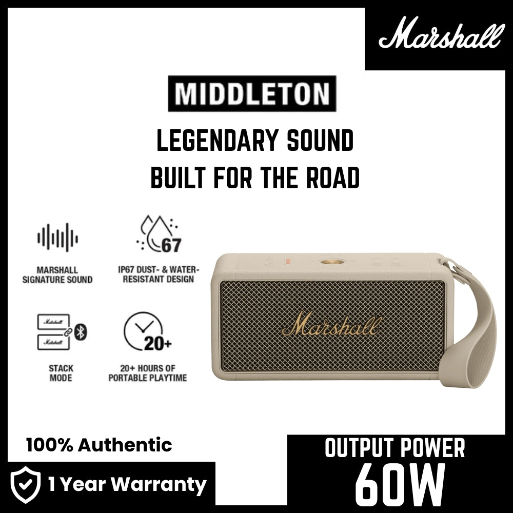 Marshall Middleton Portable Bluetooth Speaker - Cream
