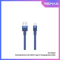 REMAX - RC-C001A Flushing Series 2.4A USB to Type-C Charging Data Cable - Blue