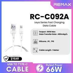 REMAX - RC-C092A Leya Series USB to Type-C Fast Charging Data Cables (66W) - White