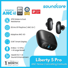SOUNDCORE - Liberty 5 Pro ANC Noise Cancelling Earbuds - Black