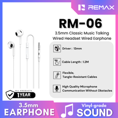 REMAX - RM-06 3.5mm Classic Music Talking Wired Earphone - White