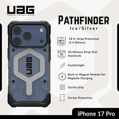 UAG -Pathfinder Magsafe Clear Case For iPhone 17 Pro - Ice/Silver