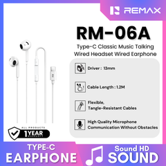 REMAX - RM-06A Type-C Classic Music Talk Wired Earphone - White