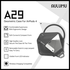 Aulumu - A29 Geometric Case For AirPods 4 - Gray