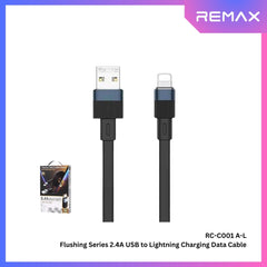 REMAX - RC-C001 A-L Flushing Series 2.4A Lightning Charging Data Cable - Black