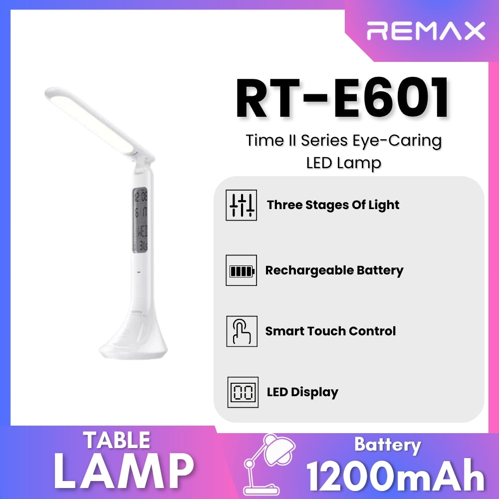 REMAX - RT-E601 Time II Series Eye-Caring LED Lamp (1200mAh) - White ...