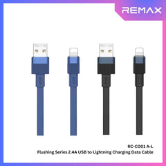 REMAX - RC-C001 A-L Flushing Series 2.4A Lightning Charging Data Cable - Black