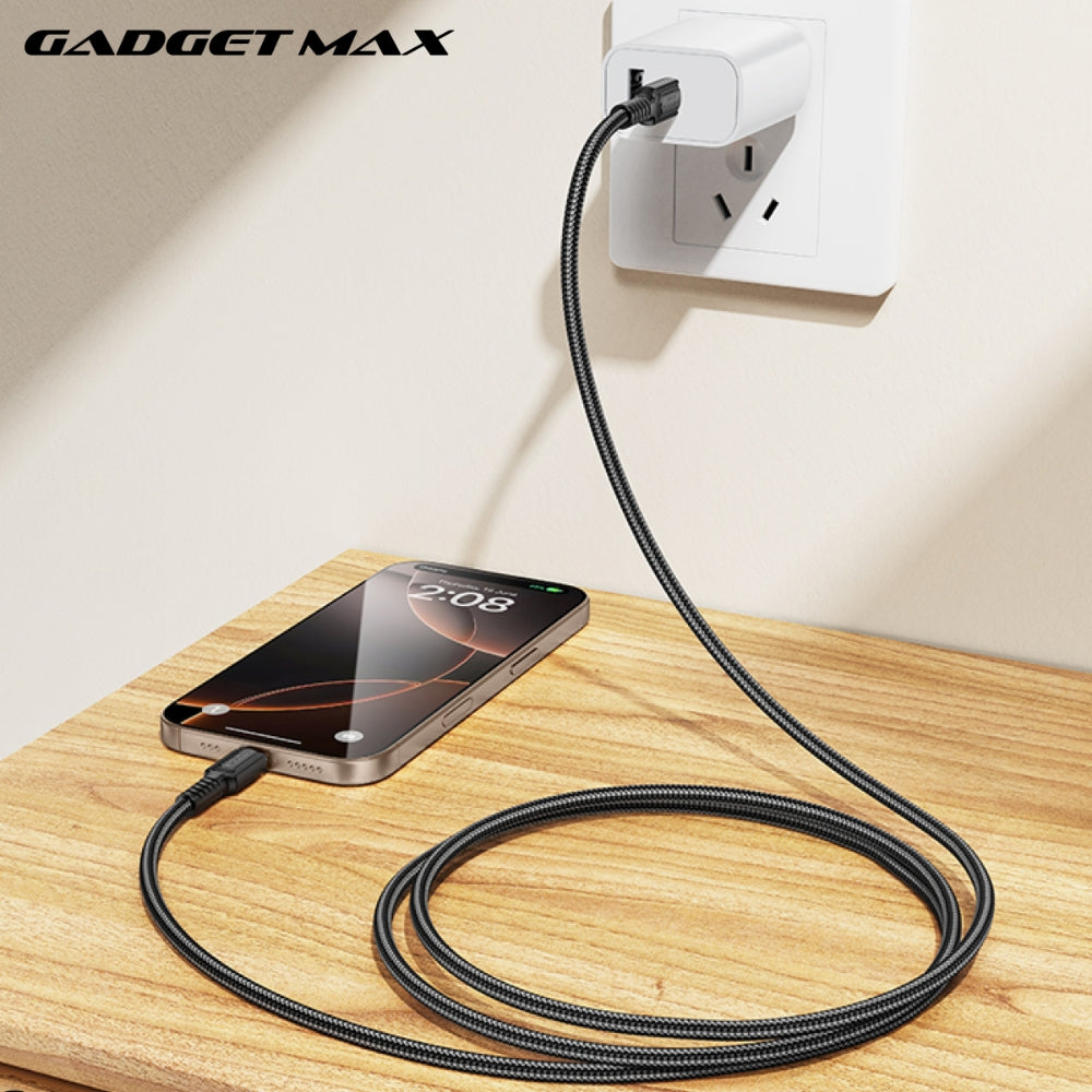 GADGET MAX - GX29 C-C Woven Series Type-C To Type-C Fast Charging Data Cable (60W) - Black