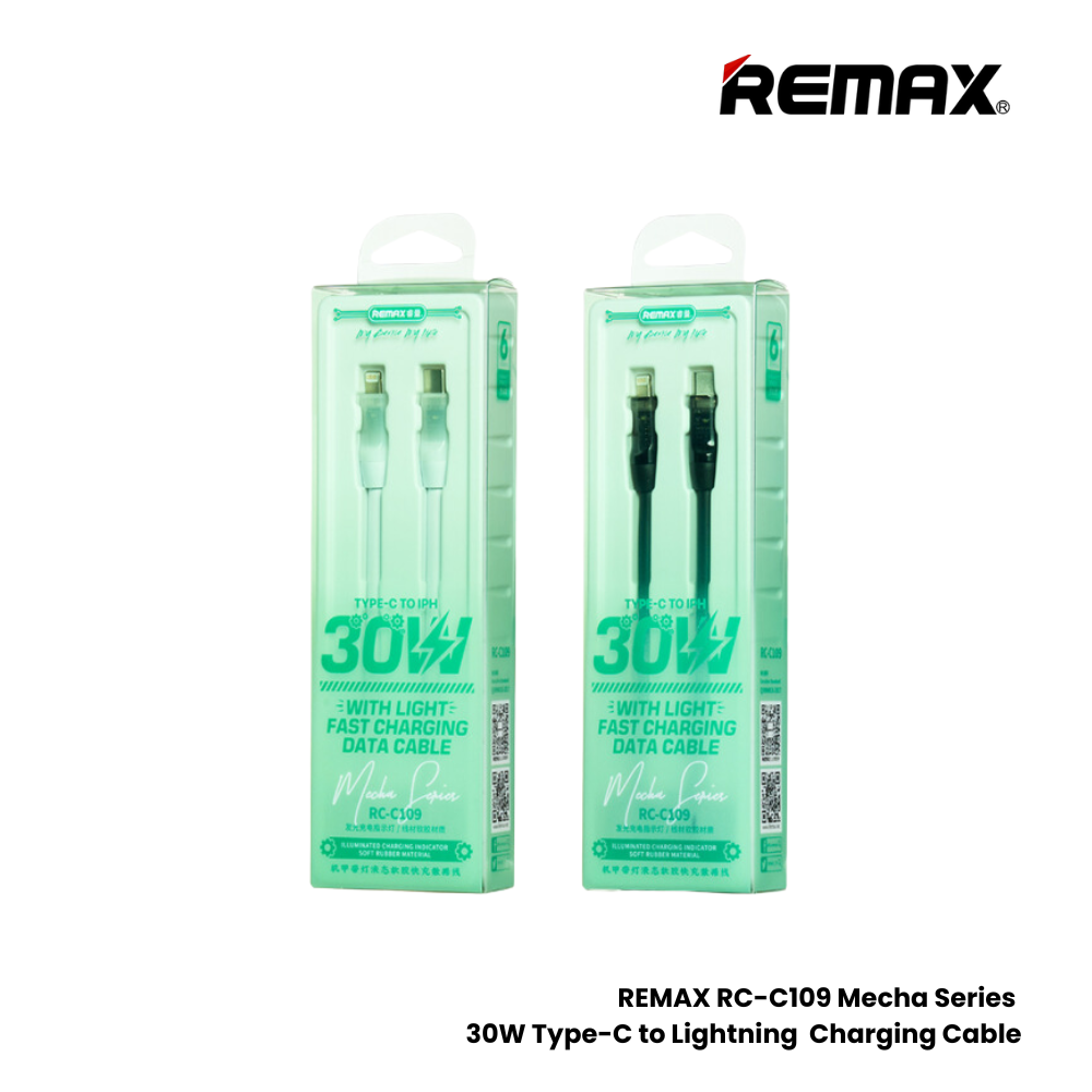 REMAX RC-C109 C-L Mecha Series 30W Type-C to Lightning Fast Charging Data Cable - White