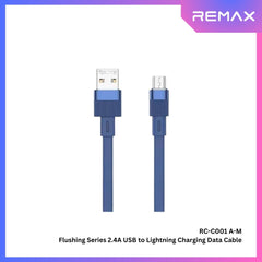 REMAX - RC-C001M Flushing Series 2.4A USB to Micro Charging Data Cable - Blue