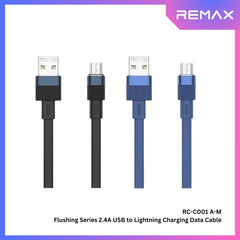 REMAX - RC-C001M Flushing Series 2.4A USB to Micro Charging Data Cable - Black