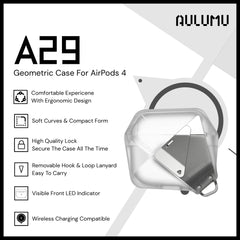 Aulumu - A29 Geometric Case For AirPods 4 - White
