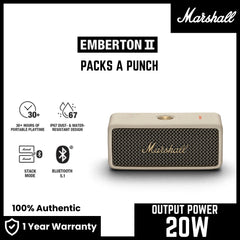 Marshall - Emberton 2 Bluetooth Portable Speaker - Cream