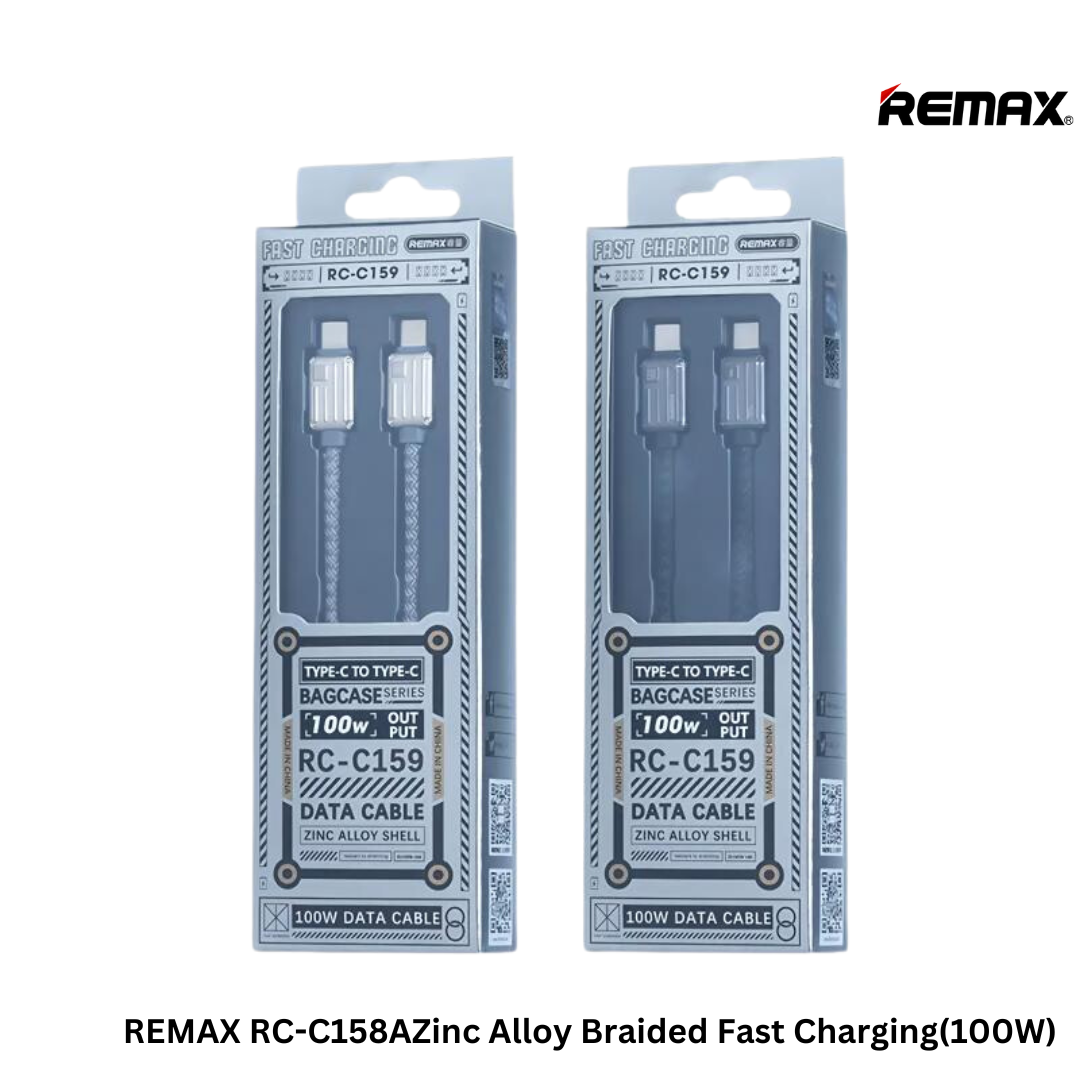 REMAX RC-C158 C-C Bagcase Series Zinc Alloy Braided Fast Charging(100W)(1.2M)- Grey