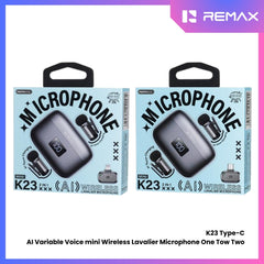 REMAX - K23 Type-C AI Variable Voice Mini Wireless Lavalier Microphone - Black