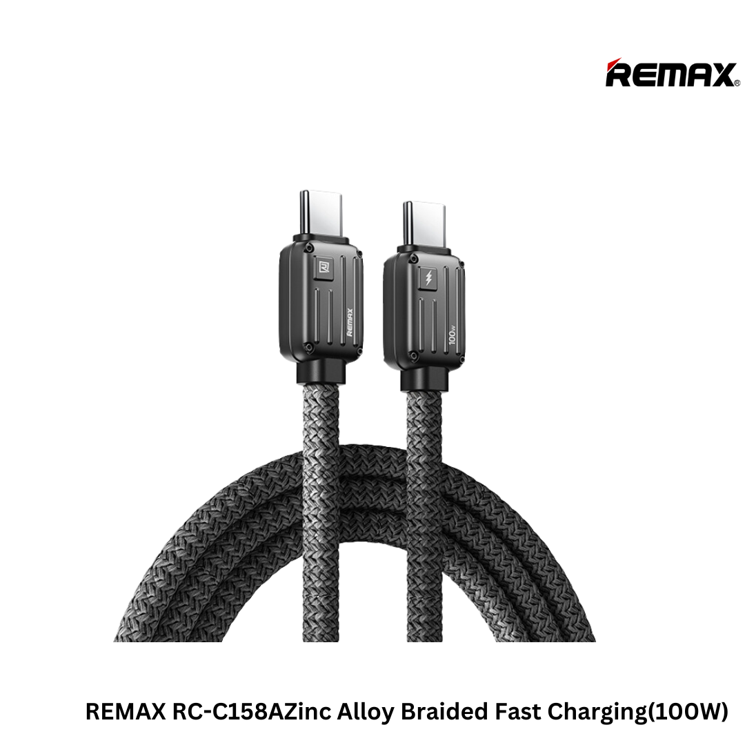 REMAX RC-C158 C-C Bagcase Series Zinc Alloy Braided Fast Charging(100W)(1.2M)- Black