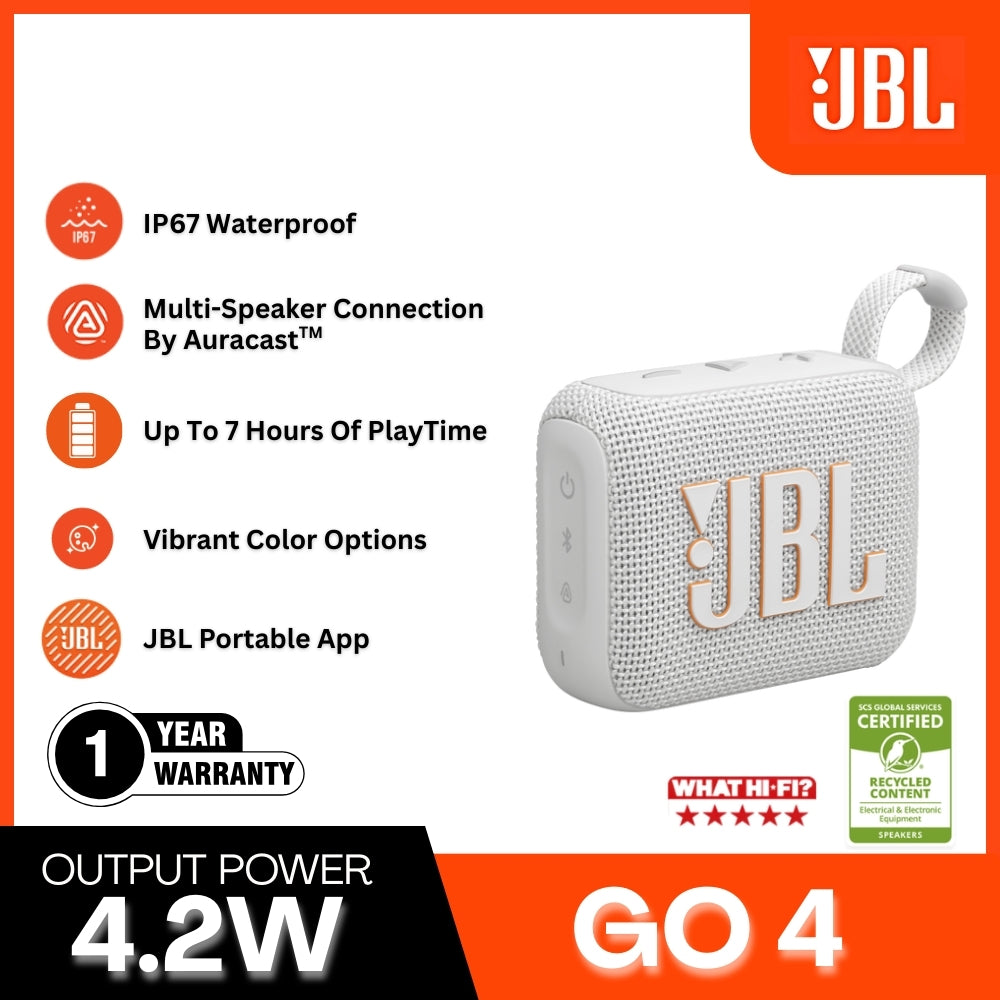 JBL - Go 4 Portable Speaker (4.2W) - White
