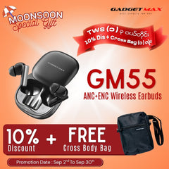 GADGET MAX - GM55 Fliz Series ANC+ENC Bluetooth Wireless Earbuds - Black