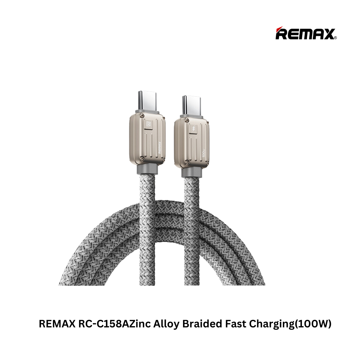 REMAX RC-C158 C-C Bagcase Series Zinc Alloy Braided Fast Charging(100W)(1.2M)- Grey