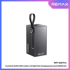 REMAX - RPP-609 PRO 60000mAh Container Series PD+QC Fast Charging Power Bank ( 20W+22.5W ) - Grey