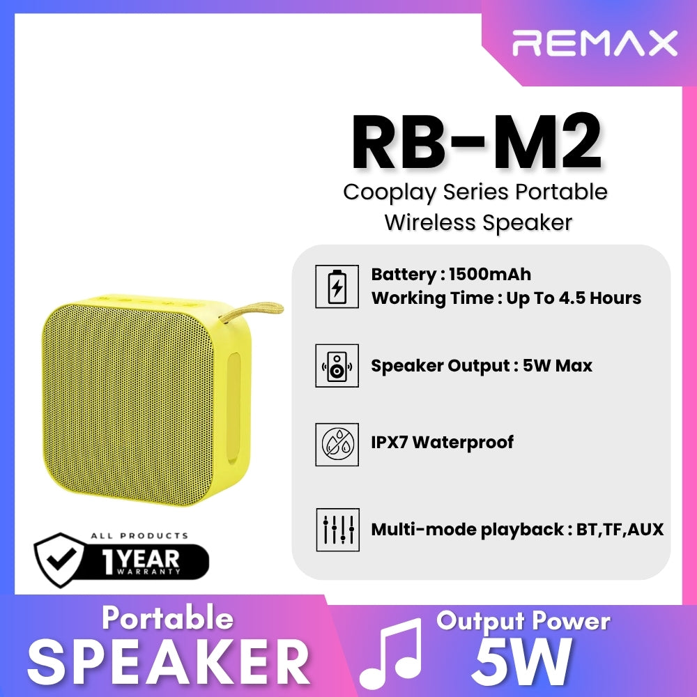REMAX - RB-M2 Cooplay Series Portable Wireless Bluetooth Speaker (5W) - Yellow