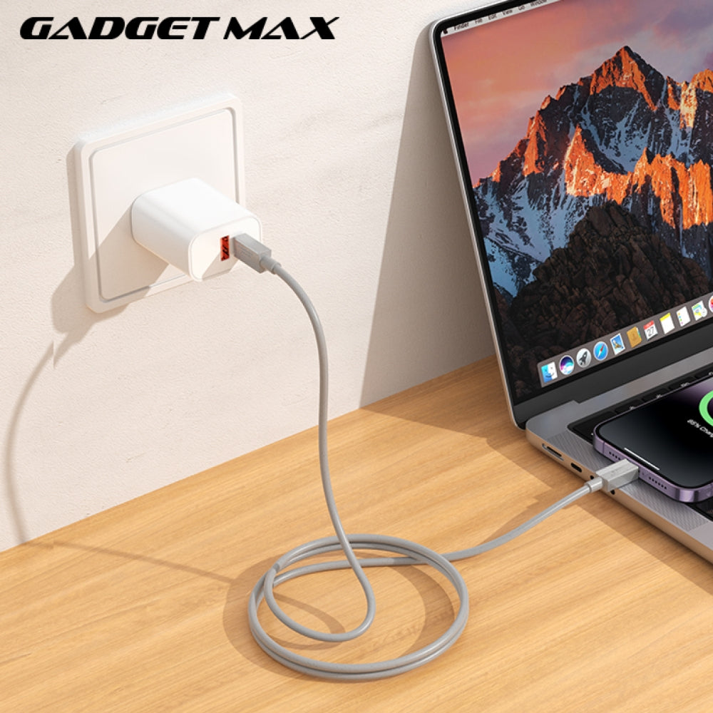 GADGET MAX - GX27 C-L TPE Series Type-C To Lightning Fast Charging Data Cable (27W) - Grey