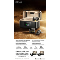 REMAX - K18 Type-C 2 In 1 Wireless Microphone - Black