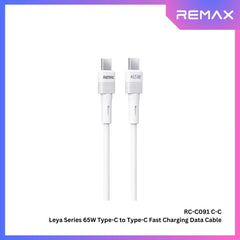 65W ( C to C )-REMAX RC-C091 C-C Leya Series 65W Type-C to Type-C Fast Charging PD Charging Data Cable - White