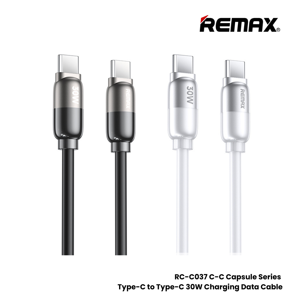 REMAX RC-C037 C-C Capsule Series 30W Type-C to Type-C fast Charging Data Cable - Black