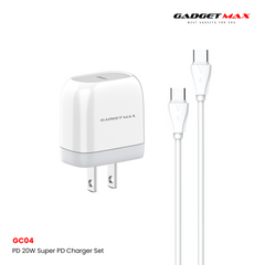 GADGET MAX - GC04 20W Super PD Charger Set With C-C 60W Cable - White