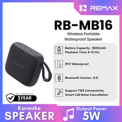 REMAX - RB-MB16 Waterproof Wireless Portable Speaker ( 5W ) - Black